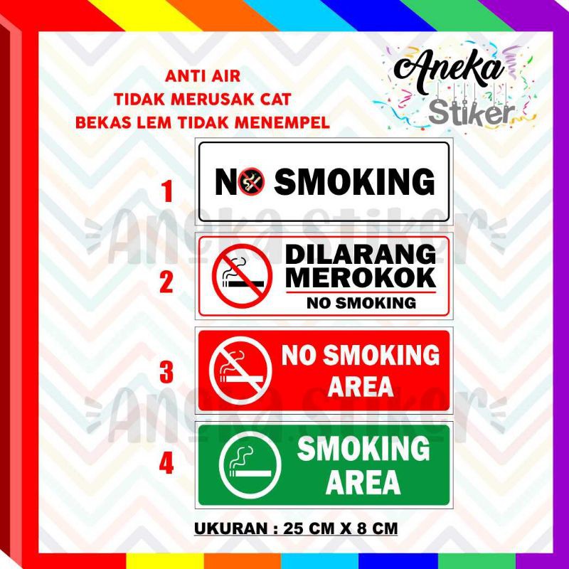 

TERMURAH STICKER NO SMOKING UKURAN BESAR /STIKER SMOKING AREA STIKER DILARANG MEROKOK WATERPROOF