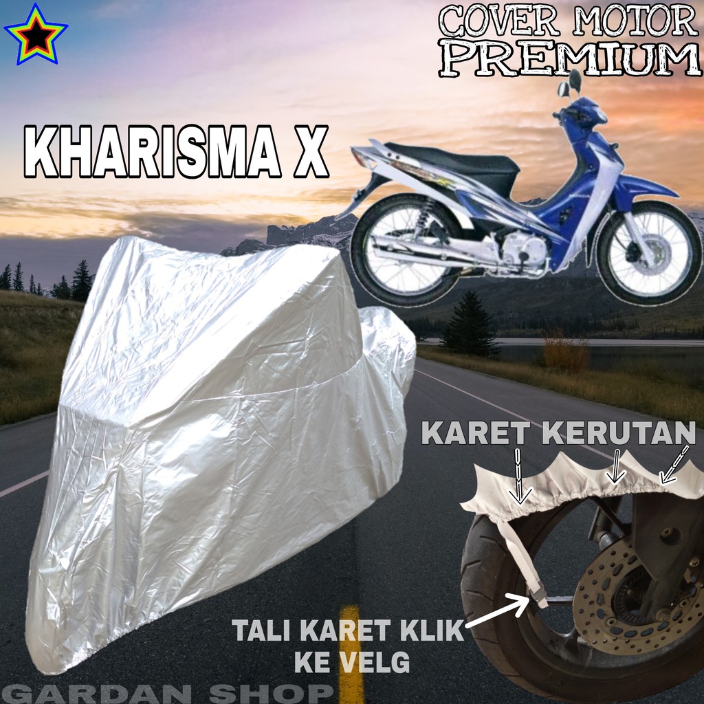 Sarung Motor KHARISMA X SILVER POLOS Body Cover Penutup Motor Kharisma PREMIUM