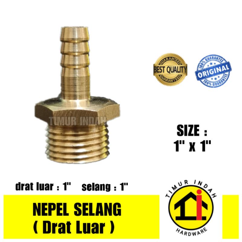 Nepel selang DRAT LUAR 1” x 1” - KUNINGAN