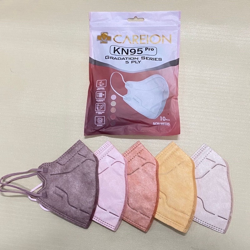 Masker KN95 Pro Warna Nude EMBOSS Careion isi 10 pcs