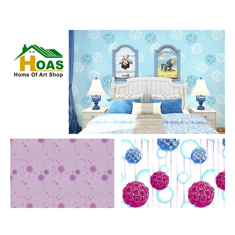 Hoas Wallpaper Stiker Dinding 45 CM X 9 M Wallpaper Dinding Motif Bunga Premium Motif Polkadot Bahan