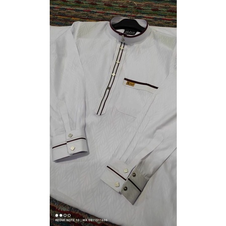 Gamis Aljar Exclusive Bahan Sultan Embos putih garis 2