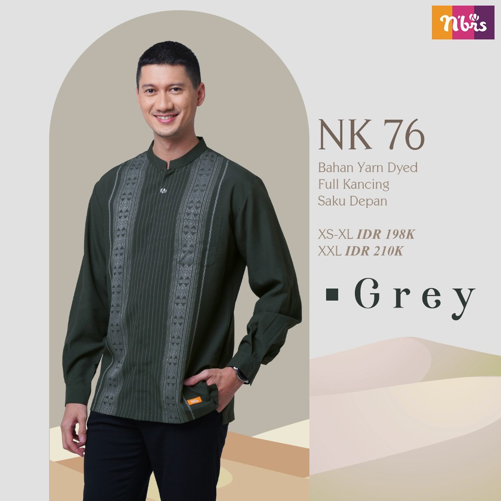 Nibras Koko NK 76 Bahan Yard Dyen Koko dewasa lengan panjang Baju koko Muslim