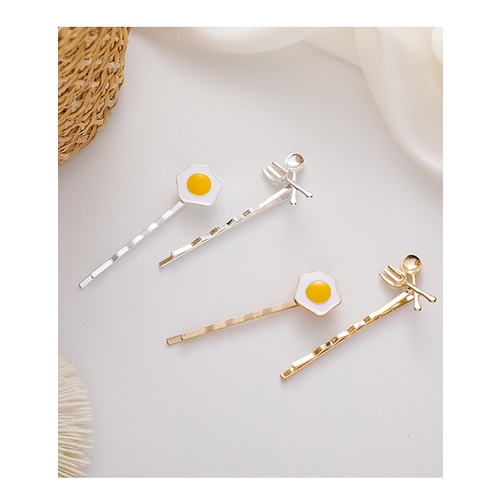 LRC Aksesoris Rambut Fashion Poached Egg Spoon Fork Alloy Hairpin Set K80316