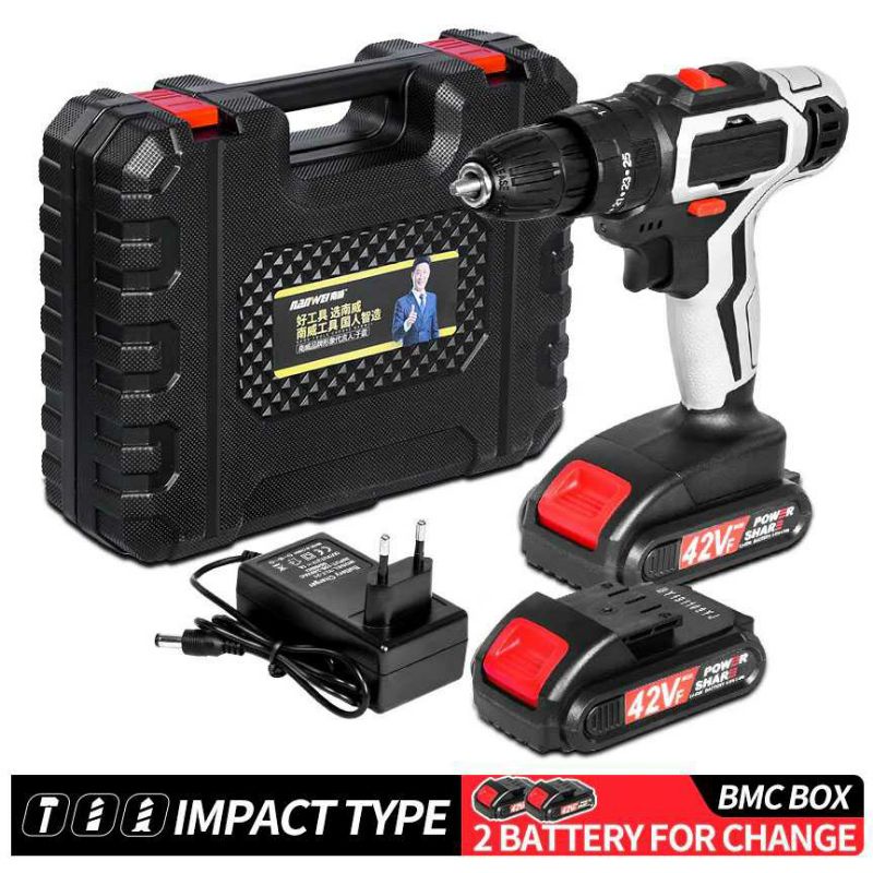 Mesin Bor Baja Ringan Multifungsi Bor Cordless Battery Rechargeable 48V 2aH