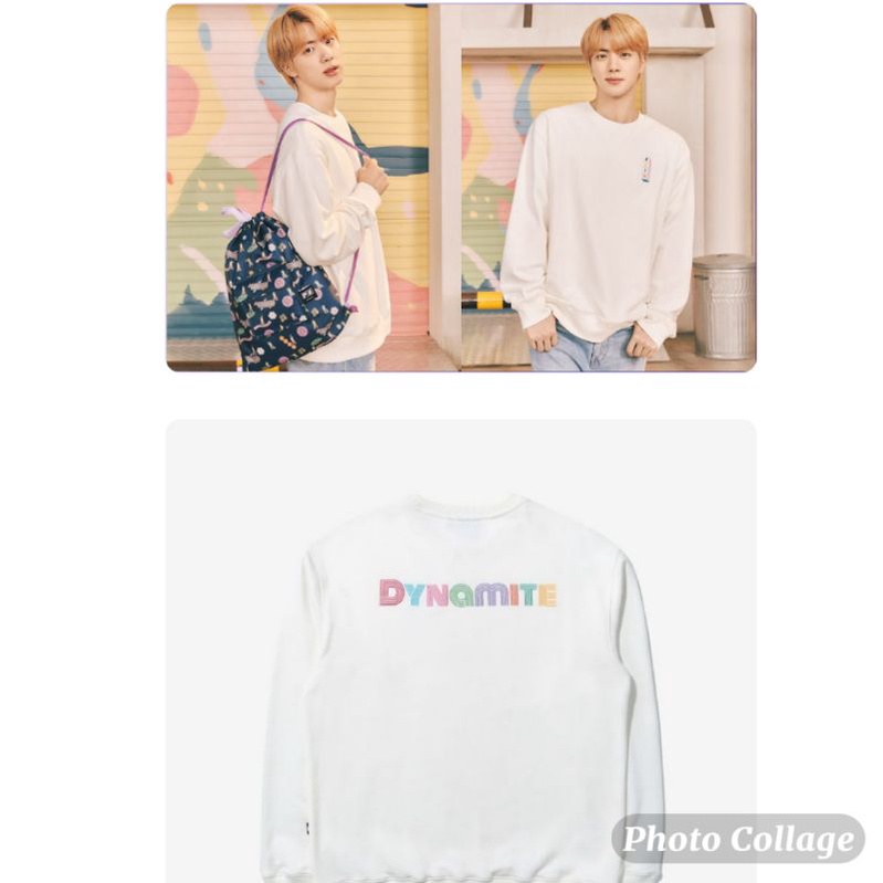 Sweater Basic B. T. S. Seok JIN DYNAMITE FuLL color sablon depan belakang