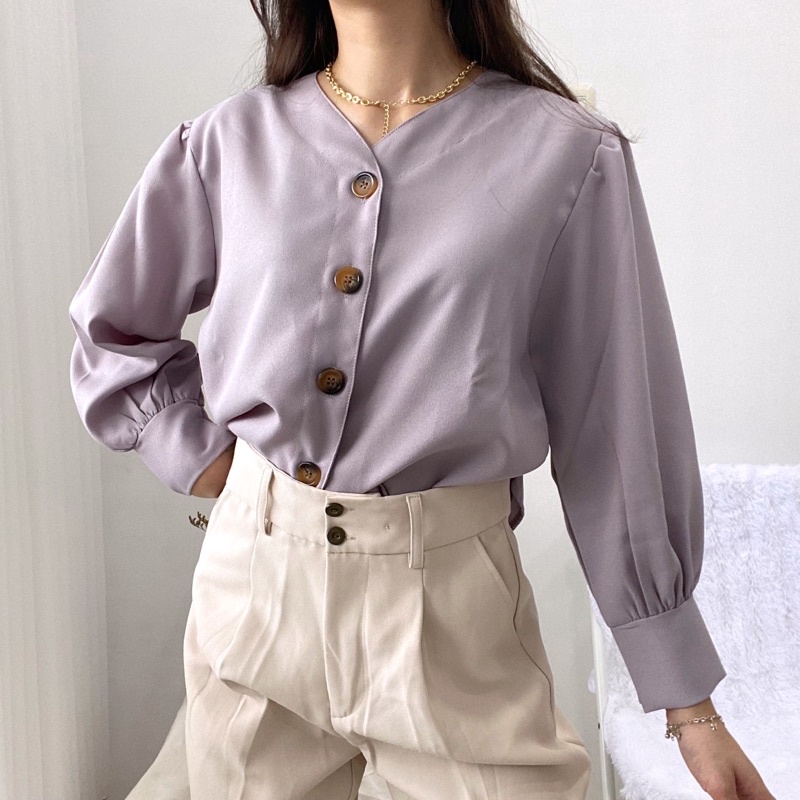 YOOMI Blouse Puffed Korean Atasan Cuffed Sleeve 0315 121