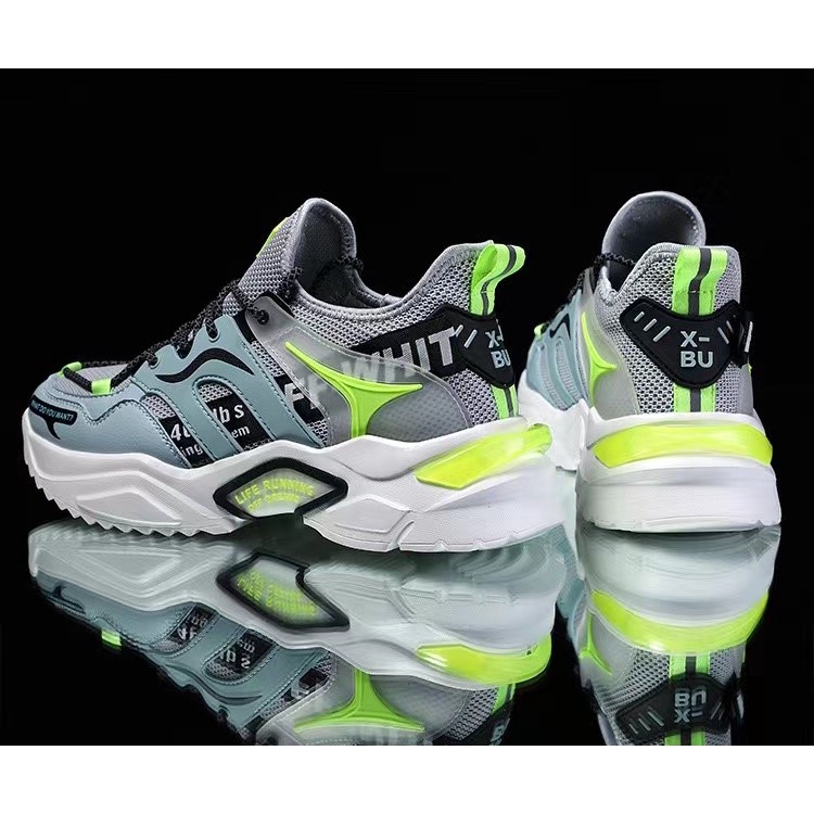 LFS-SP01 Sepatu Sneakers Sport Pria Running Olahraga Casual Travelling Import Keren Warna Terang Stabilo