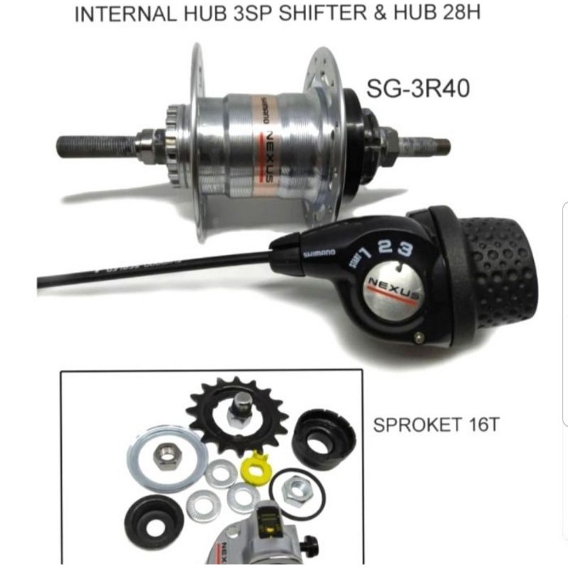 Internal Hub 3 speed Shimano Nexus SG3R40 - Ori 100%