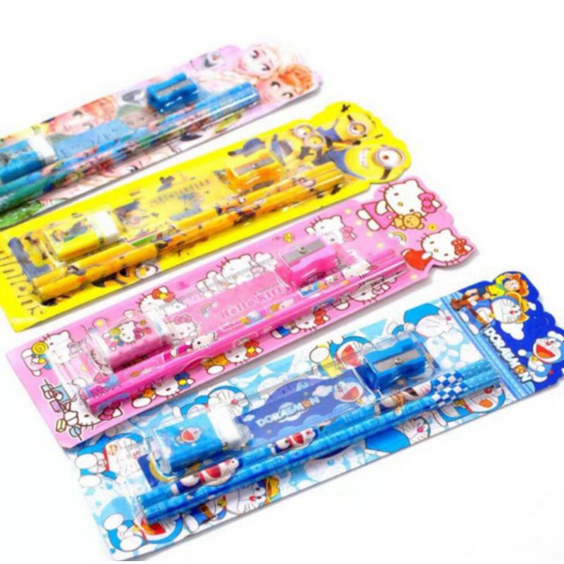 

set alat tulis pensil karakter anak
