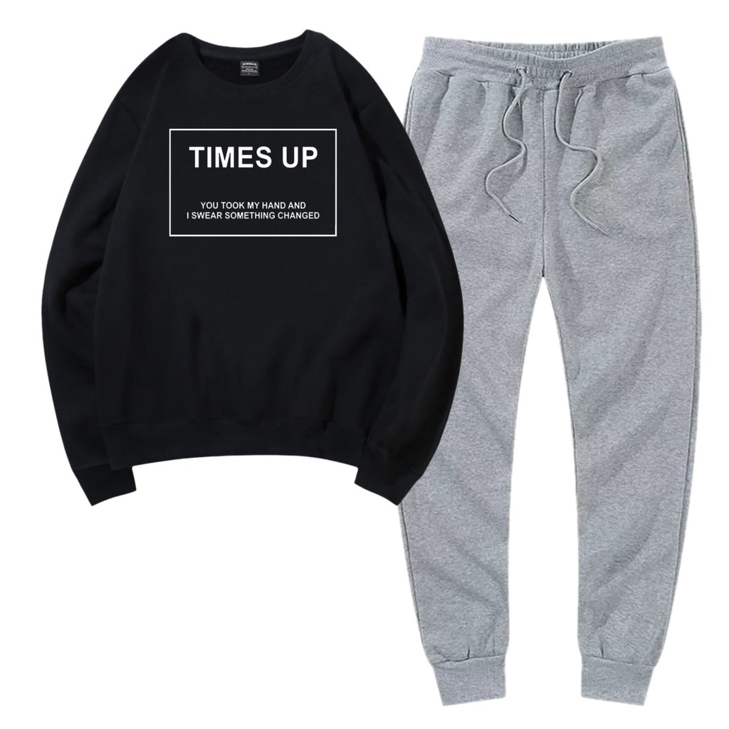 BESS - Baju Setelan Wanita Murah / Setelan Sweater + Jogger Abu - TIMES UP