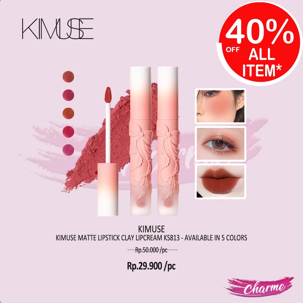 (READY&amp;ORI) Kimuse Bowknot Matte Lipstick Clay Lipcream Lipstick KS813