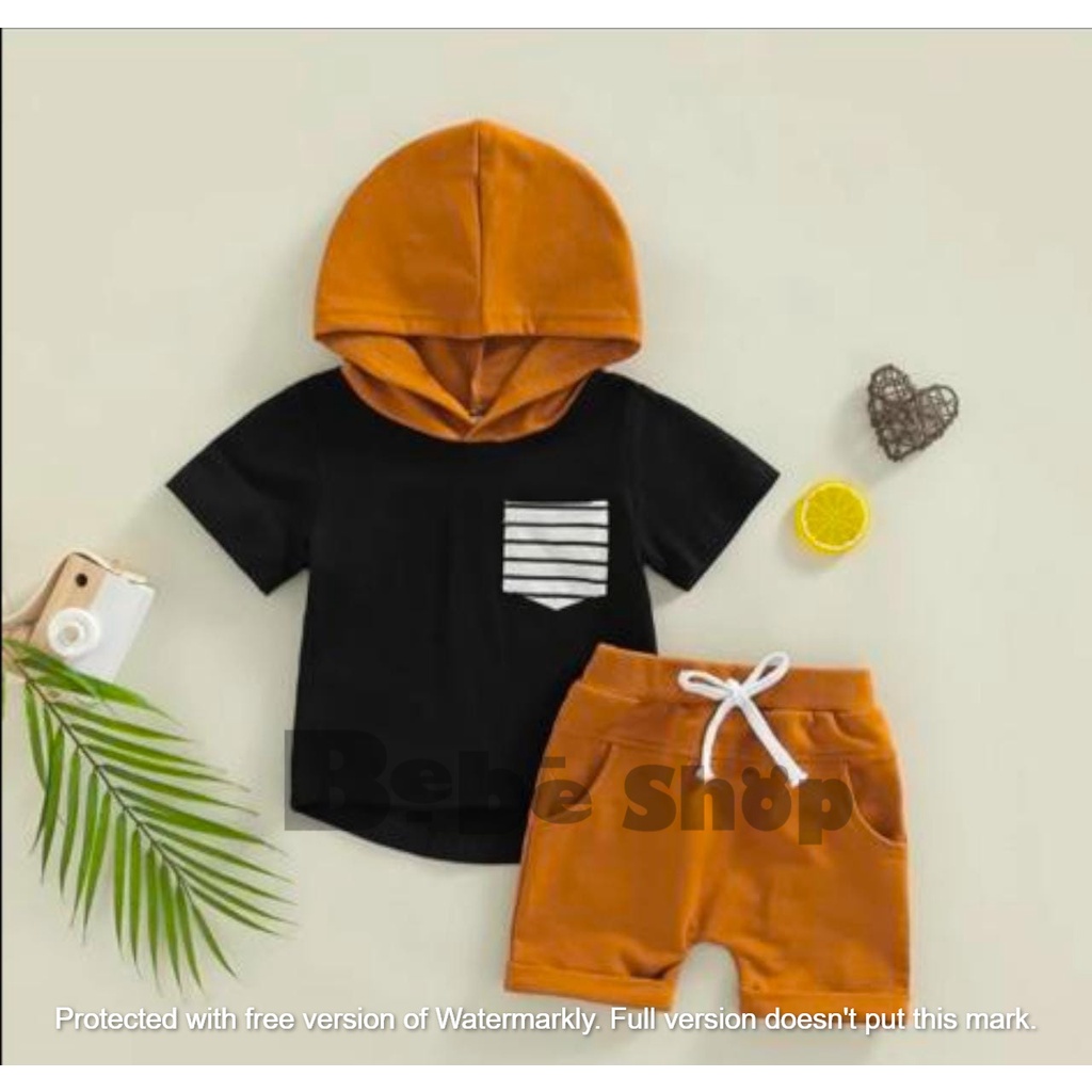 Setelan  Hoodie anak laki-lakimotif salur bahan katun usia 1 sampai 6 tahun// baju anak perempuan//baju anak laki-laki