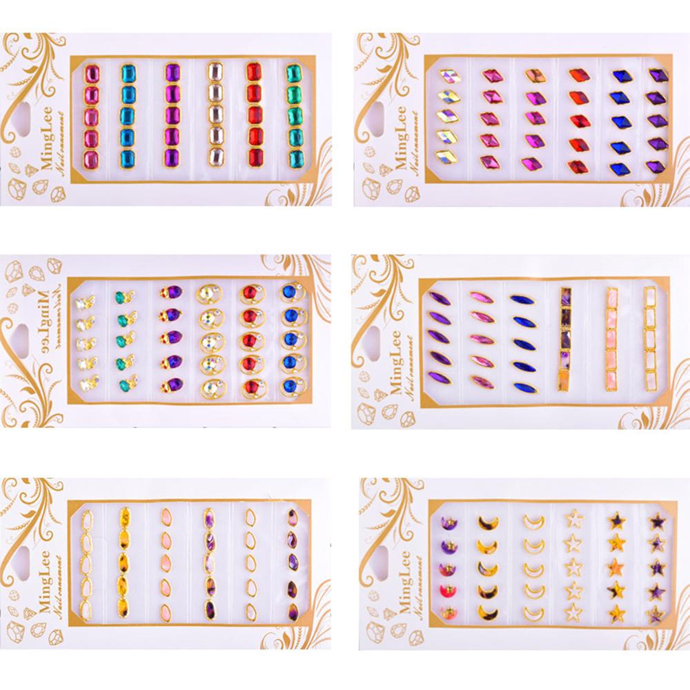 Agustina DIY Dekorasi Nail Art Charms Berlian Hati Berbagai Bentuk Bintang Manikur Aksesoris Hiasan Kuku Glitter Kaca Charms