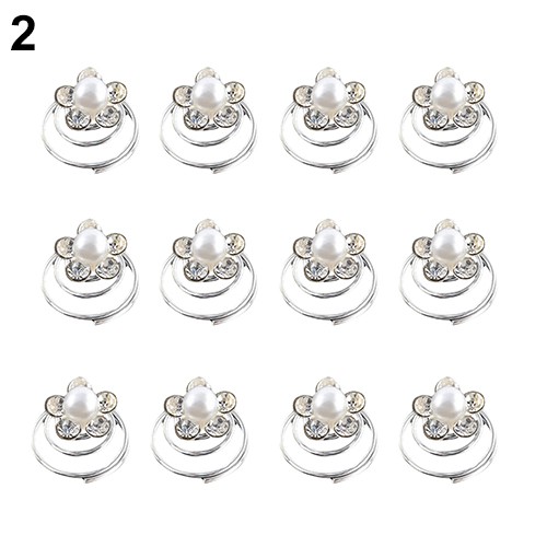 Wedding Bridal Hair Pins Rhinestone Twists Coil Flower Swirl Spiral Hairpin HIASAN RAMBUT SPIRAL12