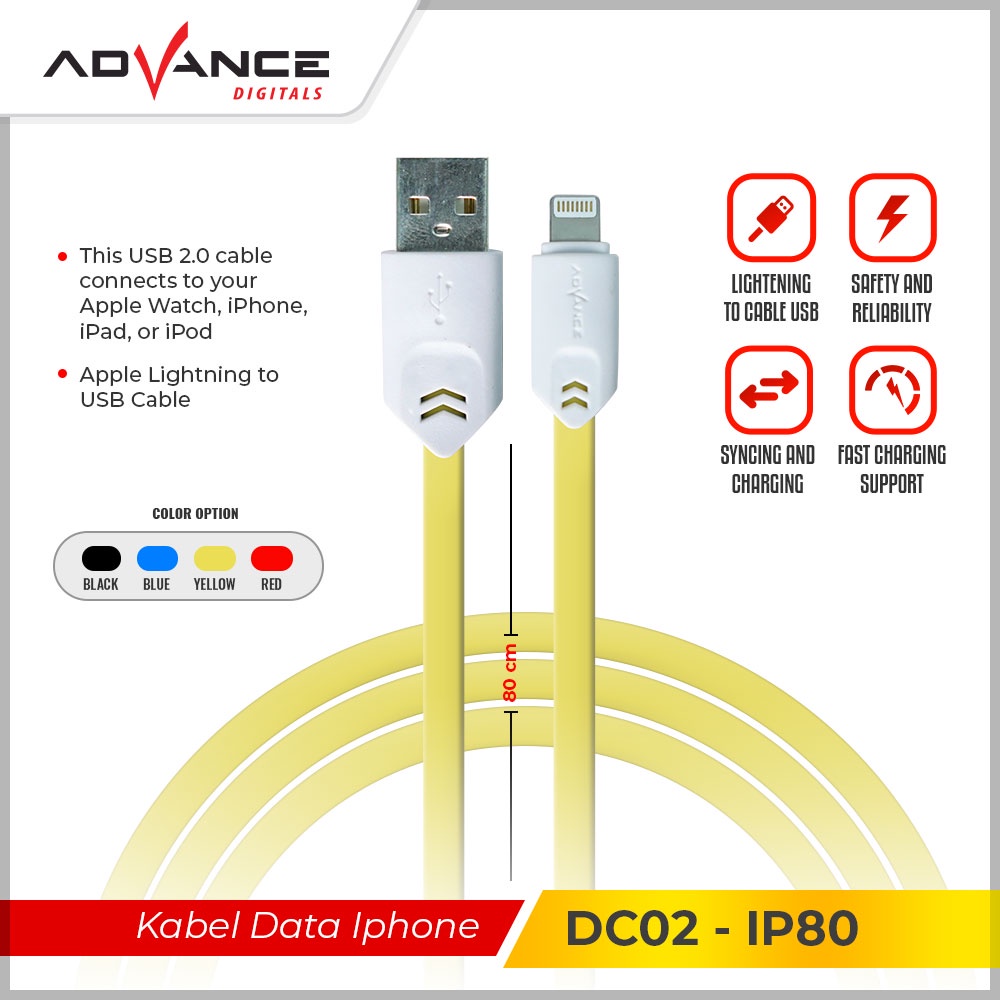 Advance Digitals Kabel Charger untuk IPhone 5 dan 6