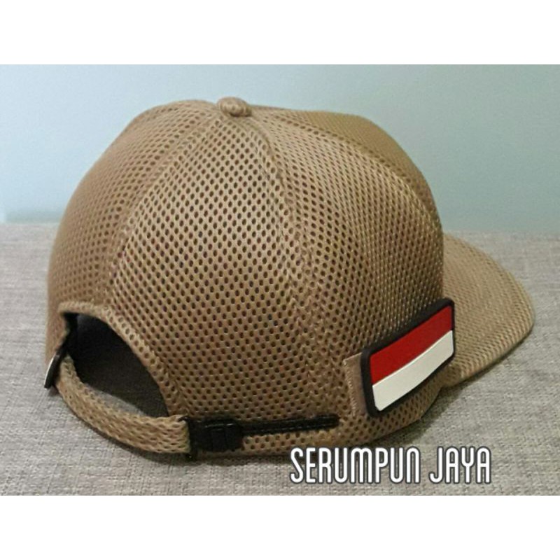 TOPI SATPOL PP - TOPI POL PP - TOPI POL PP JARING DOUBLE MESH 3PATCH VELCRO KREM