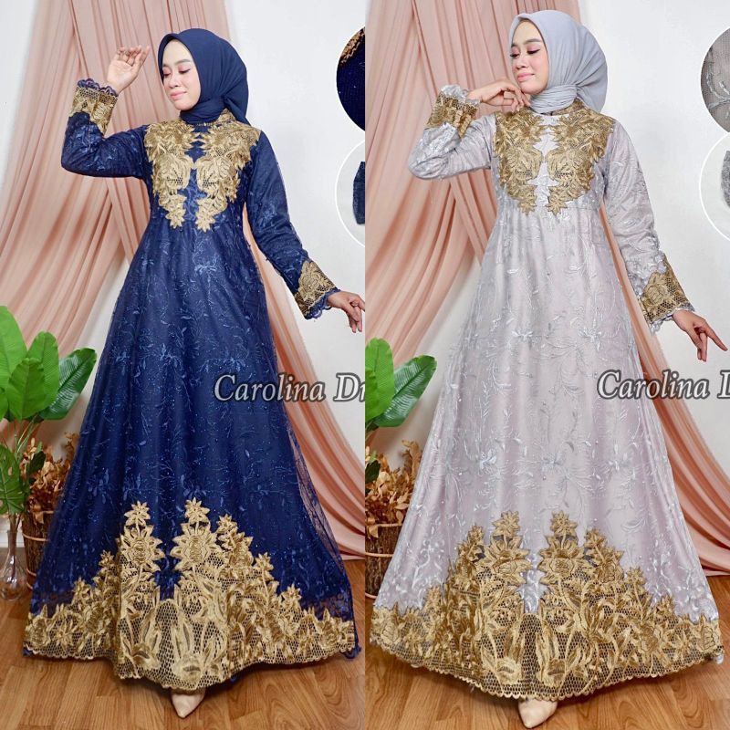 Dress Carolina bordir/ Dress Pesta Tille/ Kebaya .Butik/ Drees Krisdayanti/ Dress pesta Luna