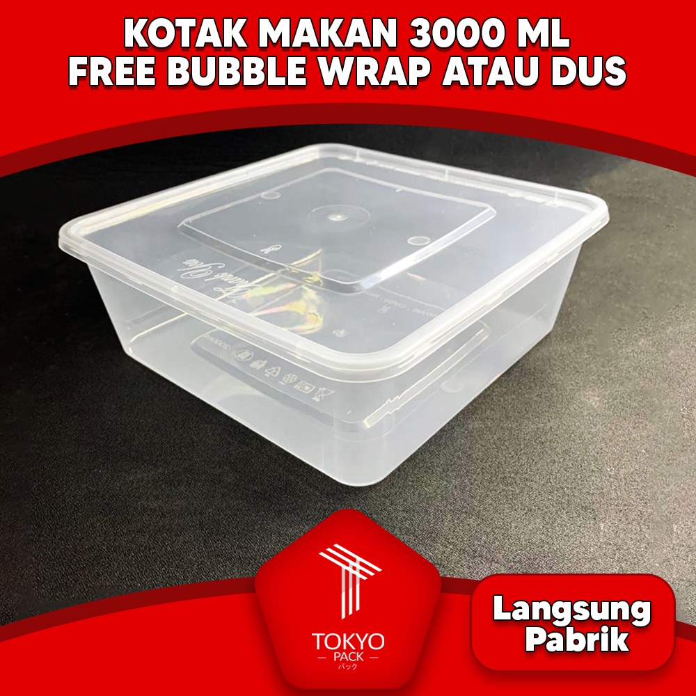 KOTAK MAKAN PERSEGI 3000ML - BOX THINWALL FOOD CONTAINER MURAH