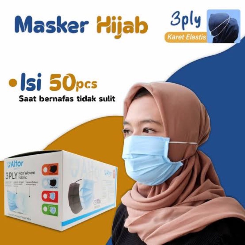 masker hijab satuan masker 3ply 3 ply masker hijab altor satuan per pcs