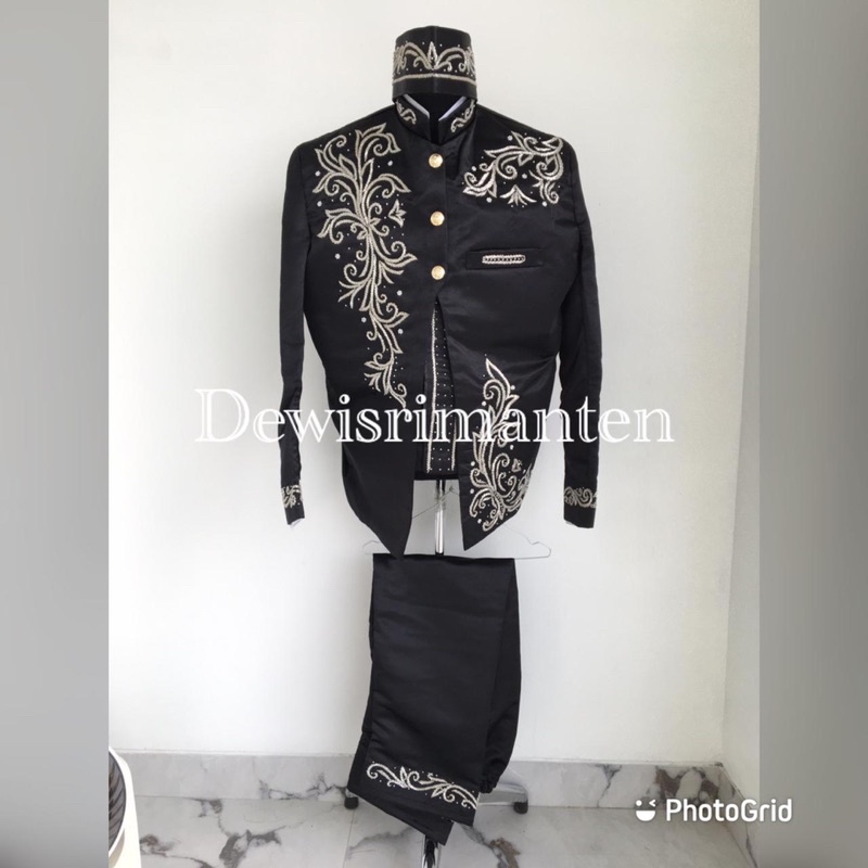 basofi pengantin hitam/beskap sunda hitam/baju pengantin pria