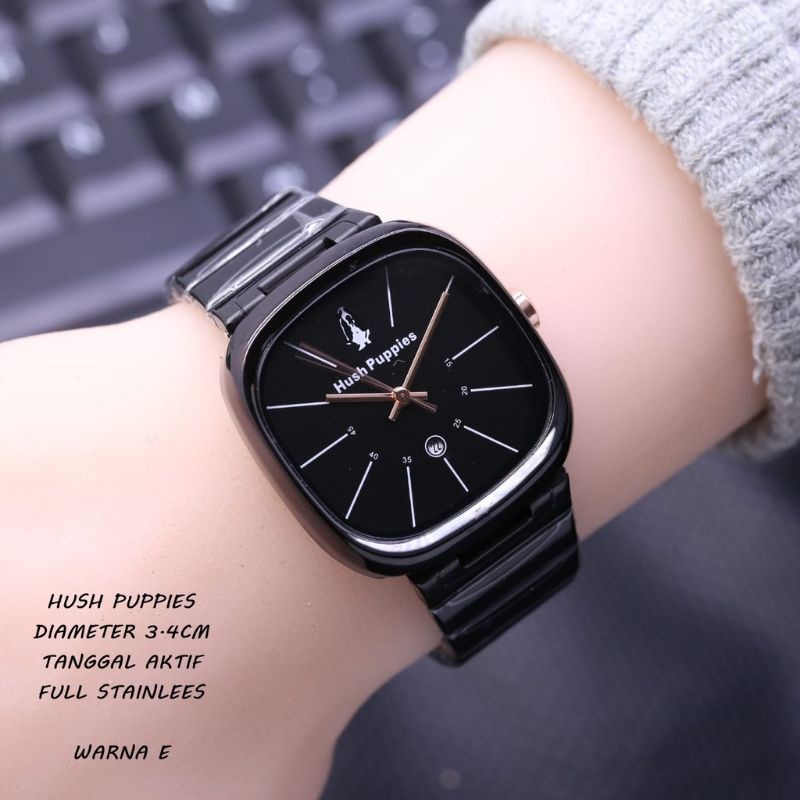 Jam Tangan Wanita / Cewek Hush Puppies Rantai Segi Tanggal Aktif