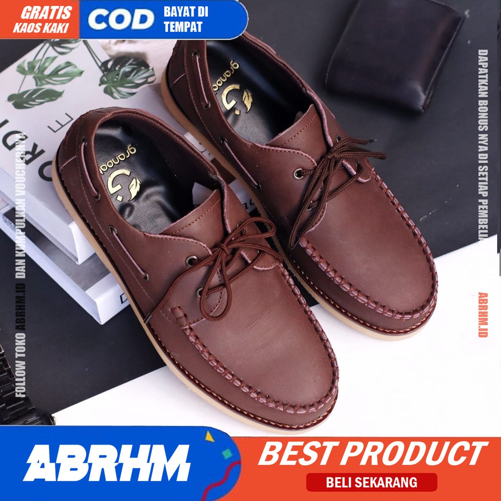 ABRHM X DIVAS Sepatu Kasual Pria Sepatu Kerja Kantor Semi Formal Kuliah Sepatu Pria Casual kulit asli Cowok / Cowo Keren Oxford Original Murah Terlaris