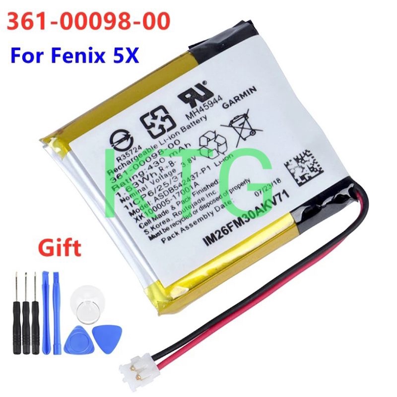 361-00098-00 Battery Baterai Garmin Fenix 5X /5X Plus original 430mAh