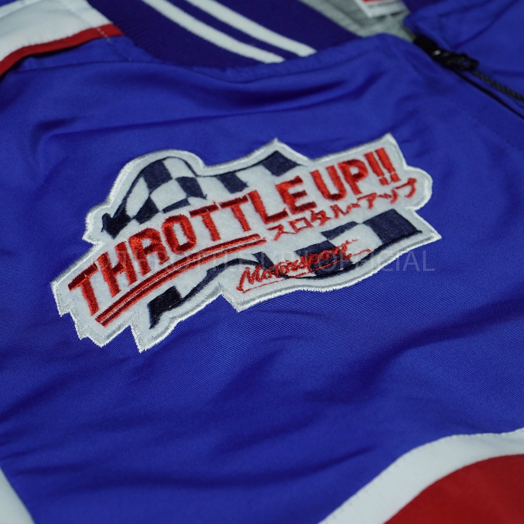 jaket Speed Legend Varsity White Blue - THROTTLE UP!!