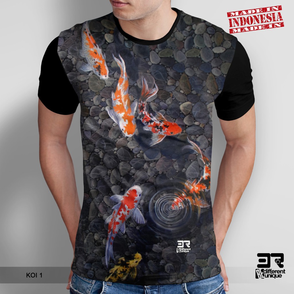 KAOS PRINT 3D DISTRO 3R UNISEX DEWASA & ANAK MOTIF H E W A N IKAN KOI CLIK ( KOI 1 )