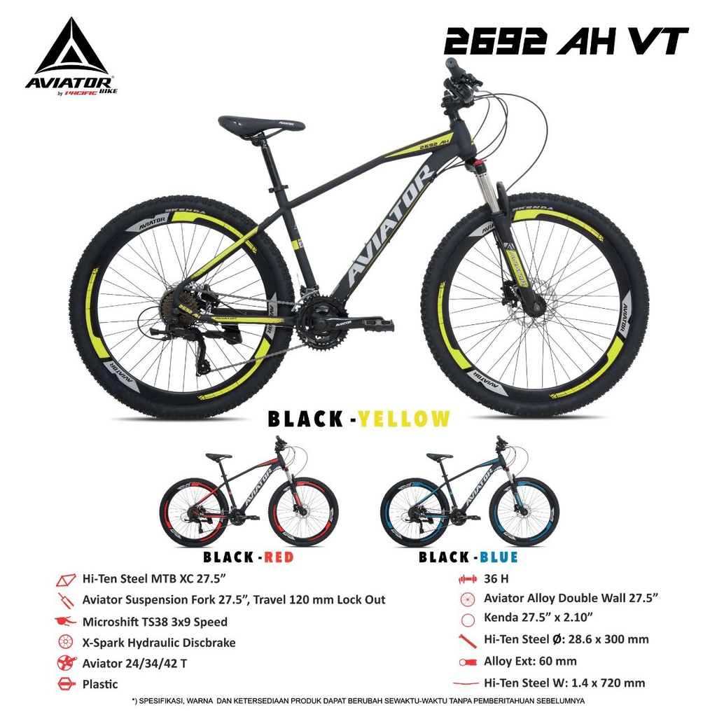 Sepeda Gunung Mtb 26 27,5 Inch Aviator Sepedah Anak Remaja Dewasa Murah