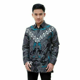 Batik Pria Lengan Panjang Premium BATIK AZMIL HRB026 motif KERATONAN Kode 002 size M L XL XXL