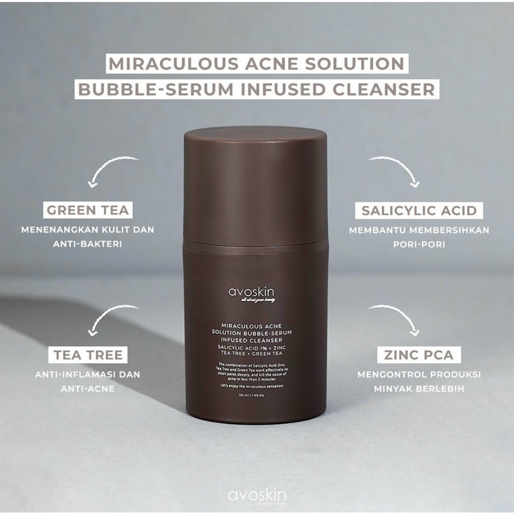 AVOSKIN MIRACULOUS ACNE SOLUTION BUBBLE-SERUM INFUSED CLEANSER 50ML