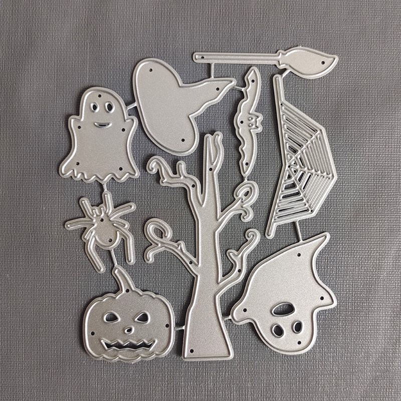 Cetakan Stensil Cutting Dies Motif Halloween Bahan Metal Untuk Scrapbook / Craft DIY / Embossing