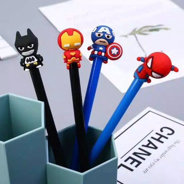 

PULPEN SUPER HERO LUCU BATMAN SPIDERMAN IRONMAN CAPTAIN AMERICA BALLPOINT BOLPEN PENA KARAKTER