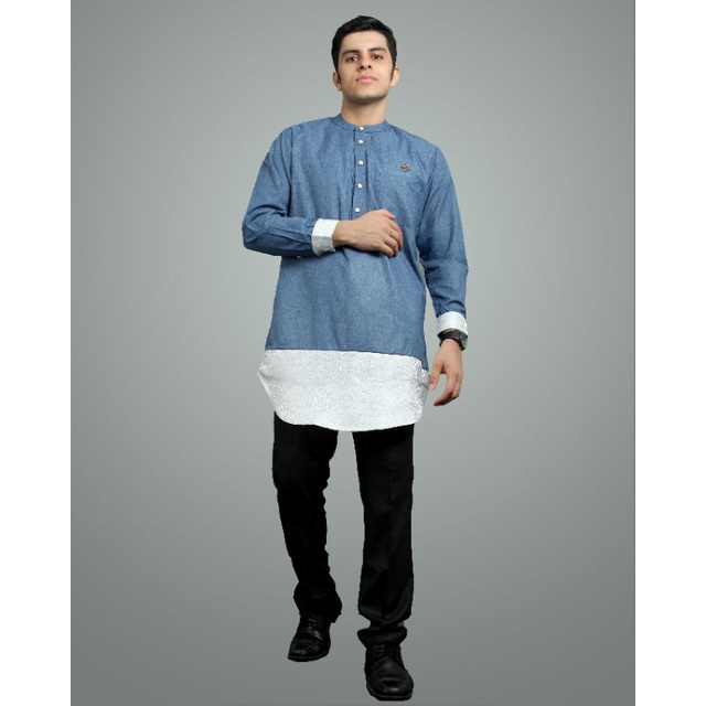 kurta mezzanine kombinasi jaguard lengan panjang