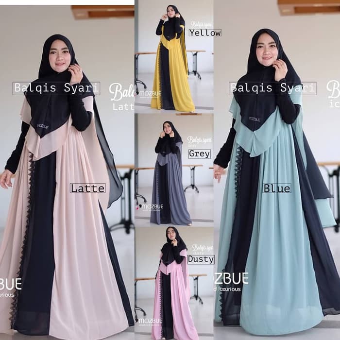Setelan Hijab syari / Gamis pengajian / Khimar hitam : Balqis Syari