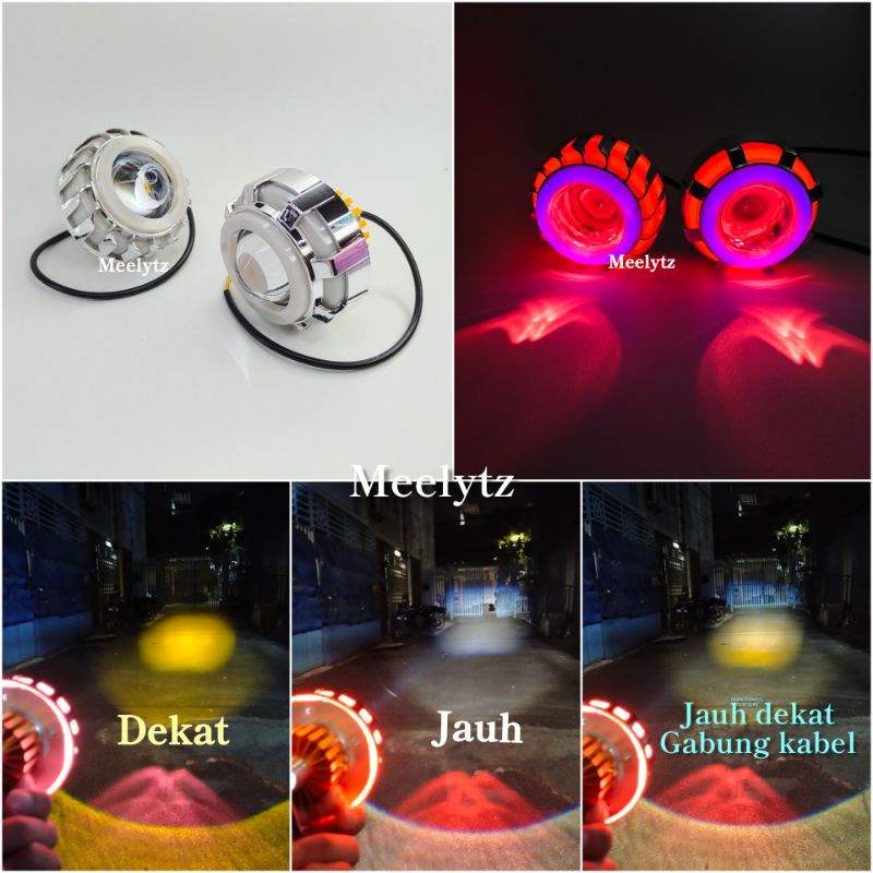 Lampu Led projie Laser 2 warna 3 mode High low Putih Kuning AE DE Merah