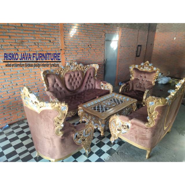 Sofa tamu jati ukiran  jepara motif  bellagio bintang 5 