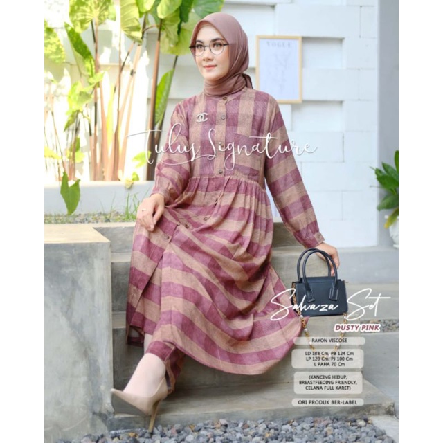 Sahaza set wanita motif kotak-kotak by tulus signature