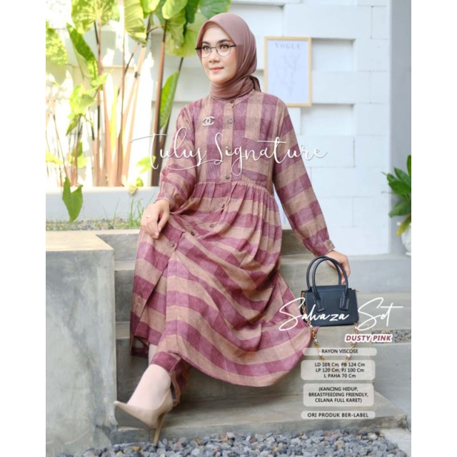 Sahaza set wanita motif kotak-kotak by tulus signature