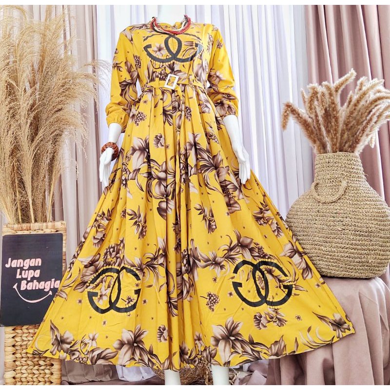 GAMIS MONALISA BUNGA COKLAT JUMBO