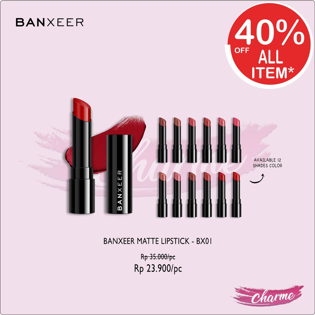 (READY &amp; ORI) Banxeer 12 Colors Matte Lipstick Lipstik Maverick Taboo Elegant Eternal - BX01 BX 01