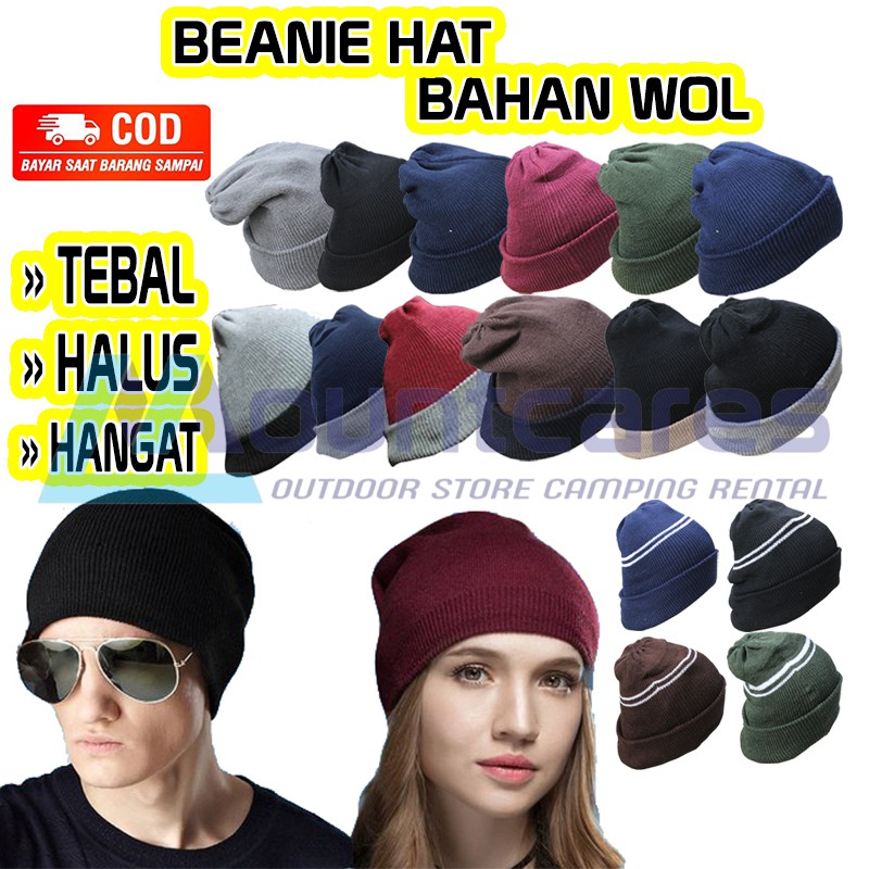 COD Topi Kupuk Rajut Beanihat Kerpus Bahan WOL Pria Wanita Polos, Warna &amp; Motif / Topi Gunung / Topi Outdoor