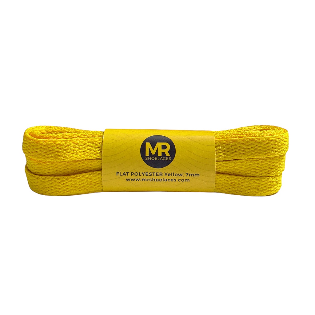 MR Shoelaces FP13 Kuning Yellow Tali Sepatu Polyester Pipih Flat 7mm 80cm 90cm 100cm 120cm 130cm 150cm 180cm 200cm untuk Sneakers - Premium Shoelace