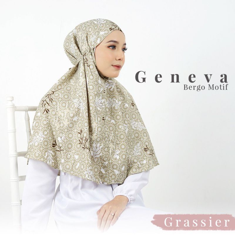 kerudung bergo motif/hijab instan motif/bergo premium bahan maxmara import/hijab sehari-hari-Grassier