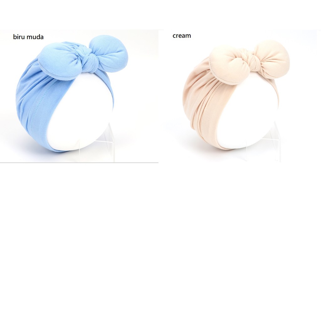 Turban bayi / topi turban anak import motif pita 3D bulat