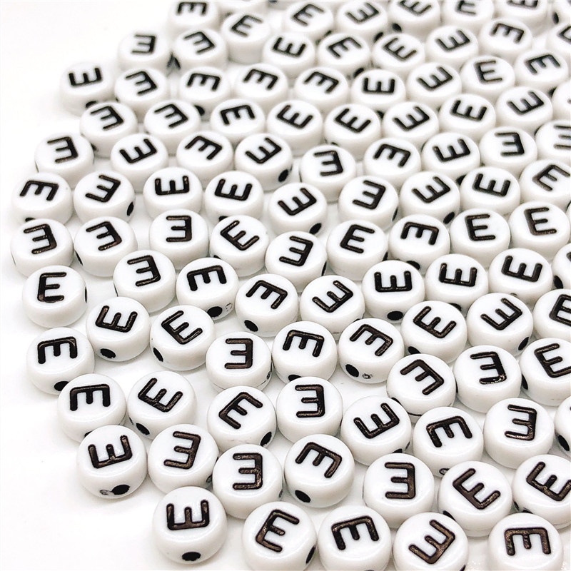 A,e,i,o,u,u Vowel 50pcs Manik-Manik Huruf 6mm Bahan Akrilik