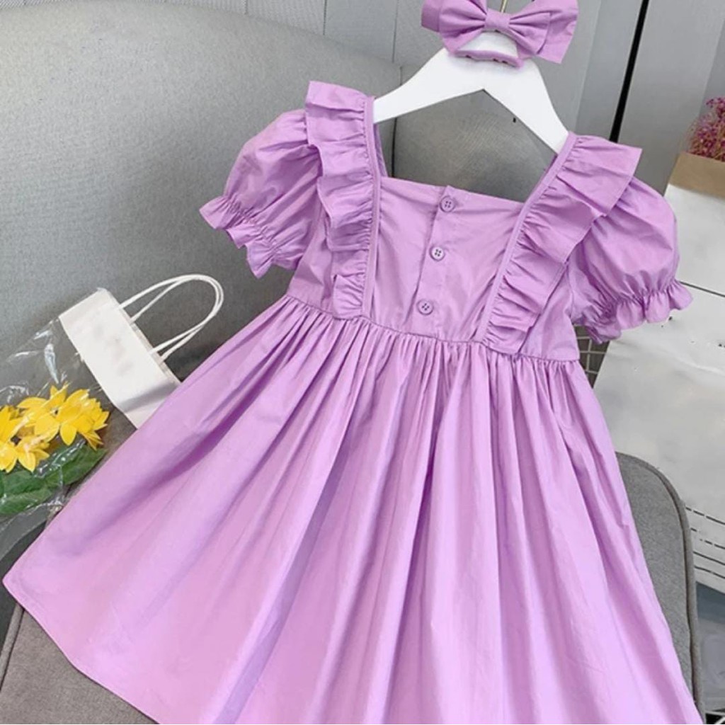 Zahra Dress Anak Perempuan Aurel Bahan Katun | Pakaian Anak Kekinian Umur 1-5 Tahun