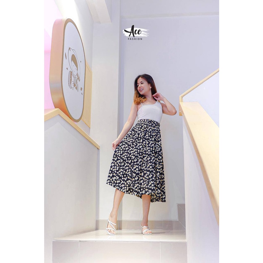 BEFAST - ZEC Rok Maxi YUJIEN / Seoyoon Daisy Maxy Skirt / Rok Motif Bunga / Rok Ala Style Korean / Rok Casual / Rok Kekinian 2021 / Rok OOTD Wanita Remaja / Rok Terlaris